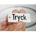 Emaljskylt Tryck vit - svart 7 x 3 cm modell 20-5