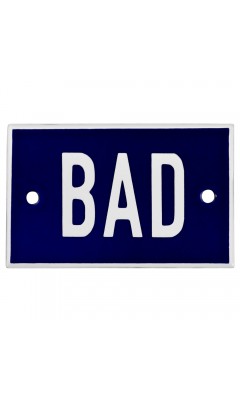 Emaljskylt BAD blå - vit 8 x 5 cm modell 5-5