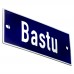 Emaljskylt Bastu blå - vit 12 x 5 cm modell 5-5
