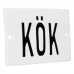 Emaljskylt KÖK vit - svart 8 x 5 cm modell 5-5
