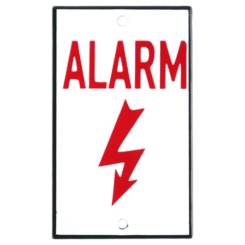 Emaljskylt ALARM vit - röd 6 x 10 cm modell 33-5