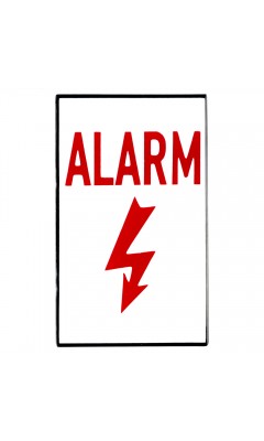 Emaljskylt ALARM (whithout holes) vit - röd 6 x 10 cm modell 33-5