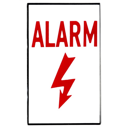 Emaljskylt ALARM (whithout holes) vit - röd 6 x 10 cm modell 33-5