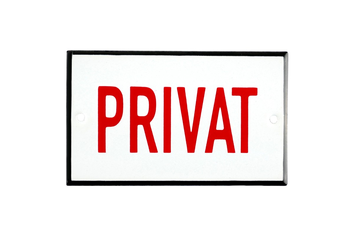 Emaljskylt PRIVAT vit - röd 10 x 6 cm modell 33-5 Emaljskylt PRIVAT vit - röd 10 x 6 cm modell 33-5