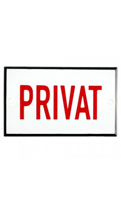 Emaljskylt PRIVAT vit - röd 10 x 6 cm modell 33-5