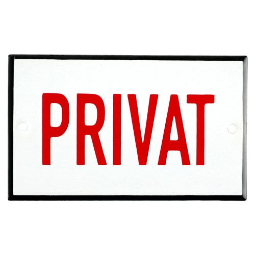 Emaljskylt PRIVAT vit - röd 10 x 6 cm modell 33-5