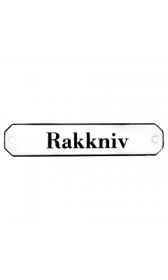 Emaljskylt Rakkniv vit - svart 10 x 2 cm modell 30-5 Emaljskylt Rakkniv vit - svart 10 x 2 cm modell 30-5