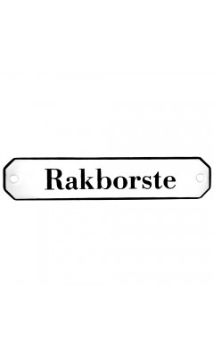 Emaljskylt Rakborste vit - svart 10 x 2 cm modell 30-5 Emaljskylt Rakborste vit - svart 10 x 2 cm modell 30-5