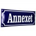 Emaljskylt Annexet blå - vit 30 x 10 cm modell 11-5