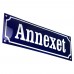 Emaljskylt Annexet blå - vit 30 x 10 cm modell 11-5