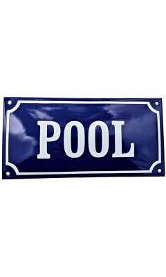 Emaljskylt POOL blå - vit 24 x 12 cm modell 11-5 Emaljskylt POOL blå - vit 24 x 12 cm modell 11-5