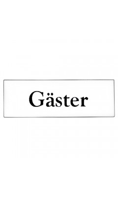Emaljskylt Gäster vit - svart 6 x 2 cm modell 9-5 Emaljskylt Gäster vit - svart 6 x 2 cm modell 9-5