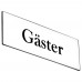 Emaljskylt Gäster vit - svart 6 x 2 cm modell 9-5