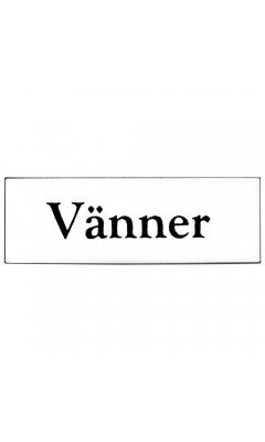 Emaljskylt Vänner vit - svart 6 x 2 cm modell 9-5 Emaljskylt Vänner vit - svart 6 x 2 cm modell 9-5