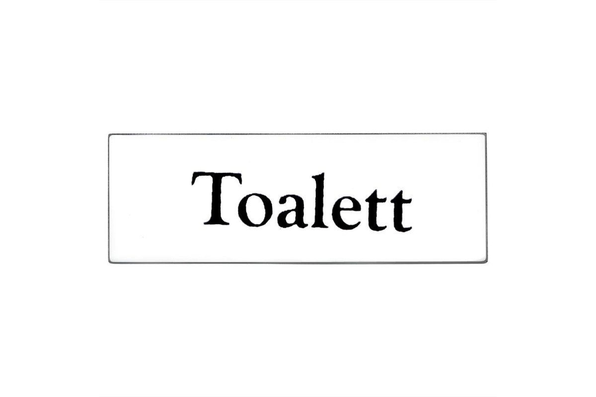 Emaljskylt Toalett vit - svart 6 x 2 cm modell 9-5 Emaljskylt Toalett vit - svart 6 x 2 cm modell 9-5