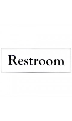 Emaljskylt Restroom vit - svart 6 x 2 cm modell 9-5 Emaljskylt Restroom vit - svart 6 x 2 cm modell 9-5