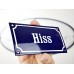 Emaljskylt Hiss blå - vit 15 x 7,5 cm modell 11-5