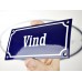 Emaljskylt Vind blå - vit 15 x 7,5 cm modell 11-5