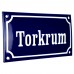 Emaljskylt Torkrum blå - vit 15 x 7,5 cm modell 11-5