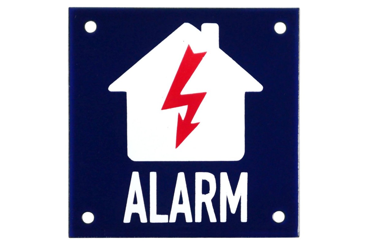 Emaljskylt ALARM flash blå - vit 10 x 10 cm modell 34-5 Emaljskylt ALARM flash blå - vit 10 x 10 cm modell 34-5