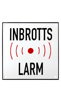 Emaljskylt INBROTTS LARM vit - svart 15 x 15 cm modell 35-5 Emaljskylt INBROTTS LARM vit - svart 15 x 15 cm modell 35-5