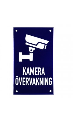 Emaljskylt KAMERA ÖVERVAKNING blå - vit 12 x 20 cm modell 34-5 Emaljskylt KAMERA ÖVERVAKNING blå - vit 12 x 20 cm modell 34-5