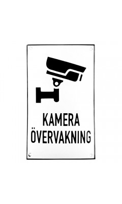 Emaljskylt KAMERA ÖVERVAKNING vit - svart 12 x 20 cm modell 35-5 Emaljskylt KAMERA ÖVERVAKNING vit - svart 12 x 20 cm modell 35-5