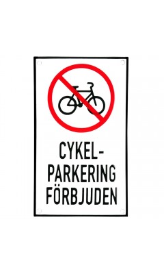 Emaljskylt CYKEL-PARKERING FÖRBJUDEN vit - svart 12 x 20 cm modell 35-5 Emaljskylt CYKEL-PARKERING FÖRBJUDEN vit - svart 12 x 20 cm modell 35-5