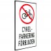 Emaljskylt CYKEL-PARKERING FÖRBJUDEN vit - svart 12 x 20 cm modell 35-5