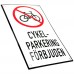 Emaljskylt CYKEL-PARKERING FÖRBJUDEN vit - svart 12 x 20 cm modell 35-5
