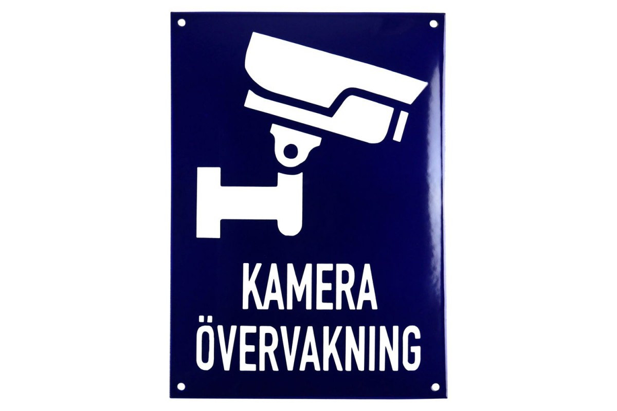 Emaljskylt KAMERA ÖVERVAKNING Large blå - vit 20 x 28 cm modell 34-5 Emaljskylt KAMERA ÖVERVAKNING Large blå - vit 20 x 28 cm modell 34-5