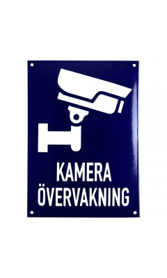 Emaljskylt KAMERA ÖVERVAKNING Large blå - vit 20 x 28 cm modell 34-5 Emaljskylt KAMERA ÖVERVAKNING Large blå - vit 20 x 28 cm modell 34-5