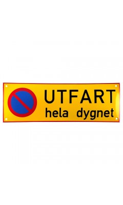 Emaljskylt UTFART hela dygnet gul - svart 36 x 12 cm modell 31-5 Emaljskylt UTFART hela dygnet gul - svart 36 x 12 cm modell 31-5