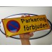 Emaljskylt Parkering förbjuden gul - svart 36 x 12 cm modell 31-5