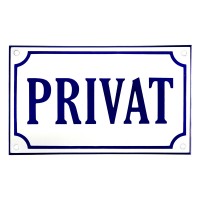 Emaljskylt PRIVAT vit - blå 20 x 12 cm modell 36-5