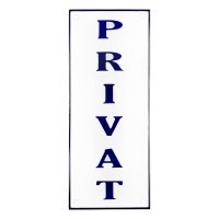 Emaljskylt PRIVAT vit - blå 8 x 20 cm modell 37-5 Emaljskylt PRIVAT vit - blå 8 x 20 cm modell 37-5