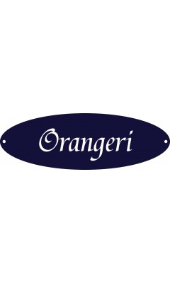 Emaljskylt Orangeri blå - vit 21 x 7 cm modell 32-5 Emaljskylt Orangeri blå - vit 21 x 7 cm modell 32-5