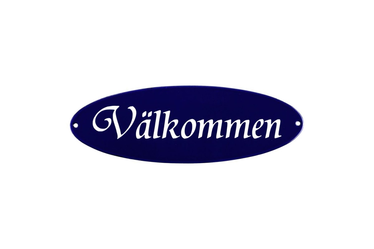 Emaljskylt Välkommen blå - vit 21 x 7 cm modell 32-5 Emaljskylt Välkommen blå - vit 21 x 7 cm modell 32-5