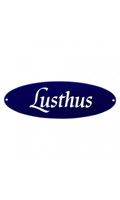 Emaljskylt Lusthus blå - vit 21 x 7 cm modell 32-5 Emaljskylt Lusthus blå - vit 21 x 7 cm modell 32-5