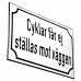 Emaljskylt Cyklar får ej ställas mot väggen vit - svart 20 x 12 cm modell 39-5