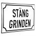Emaljskylt STÄNG GRINDEN vit - svart 20 x 12 cm modell 39-5 Emaljskylt STÄNG GRINDEN vit - svart 20 x 12 cm modell 39-5